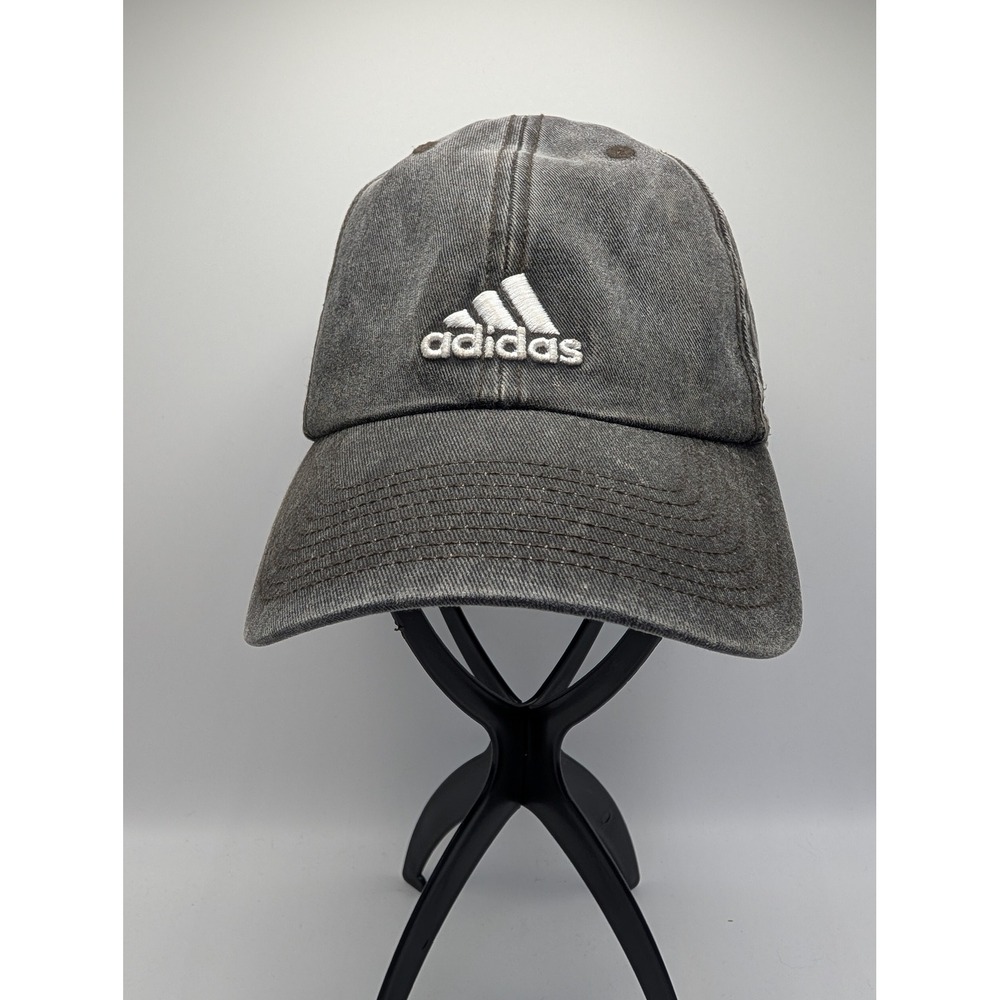 Adidas Climalite Washed Gray Cotton Adjustable Dad Hat Mountain Logo RN 90288